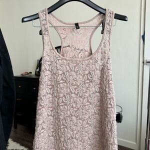 Floral Lace Tank Top in Light Beige